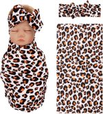 BQUBO Newborn Baby Receiving Blankets Newborn Baby Floral Swaddling with Headbands or Hats Infant Sleepsack 1/3 Sets - Image 2